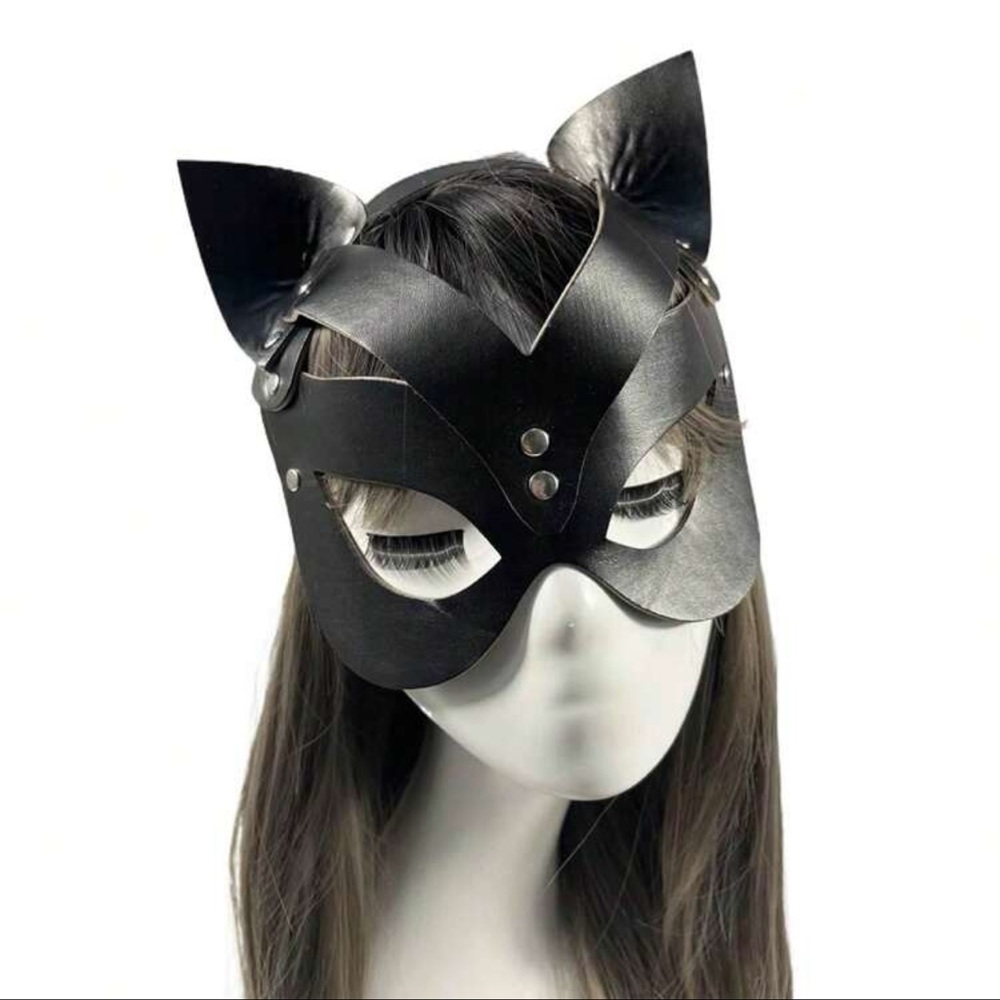 Leather cos play costume cat Halloween meow kitty